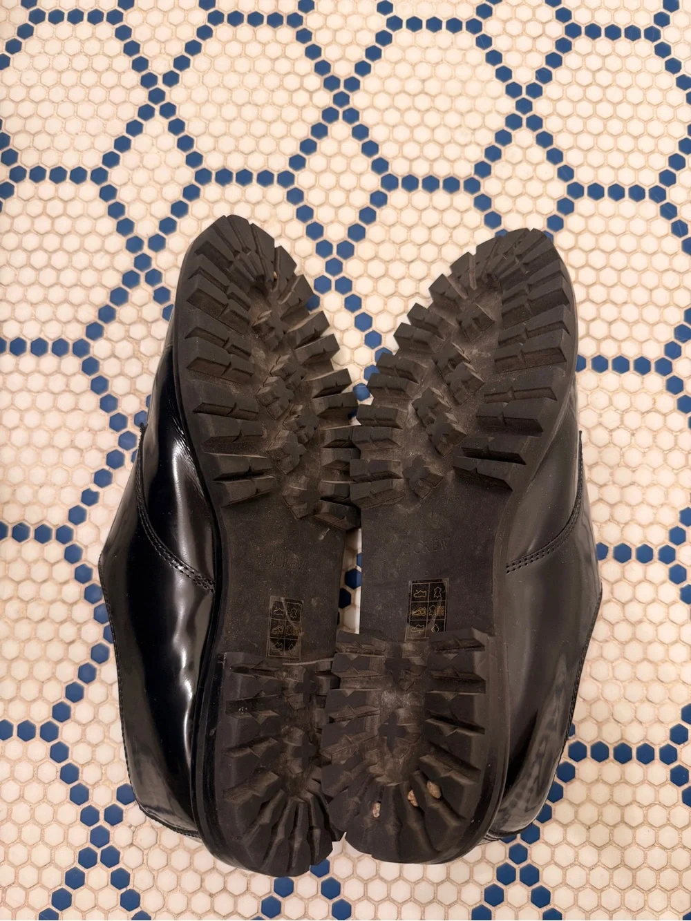 J. Crew Black Leather Loafers with Gold Buckle